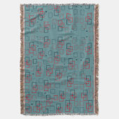 Rotes und Aquamarines Squares Delight Decke (Vorderseite Vertikal)