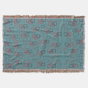 Rotes und Aquamarines Squares Delight Decke