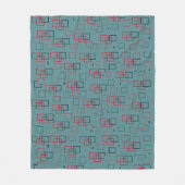 Rotes und Aquamarines Squares Delight Fleecedecke (Vorderseite)