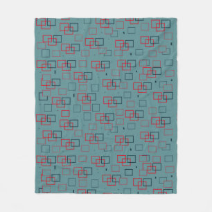 Rotes und Aquamarines Squares Delight Fleecedecke
