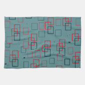 Rotes und Aquamarines Squares Delight Geschirrtuch (Horizontal)