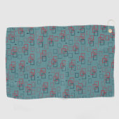 Rotes und Aquamarines Squares Delight Golfhandtuch (Horizontal)