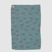 Rotes und Aquamarines Squares Delight Golfhandtuch (Vorderseite)
