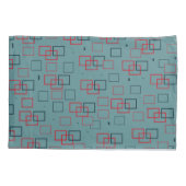 Rotes und Aquamarines Squares Delight Kissenbezug (Rückseite)