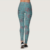 Rotes und Aquamarines Squares Delight Leggings (Rückseite)