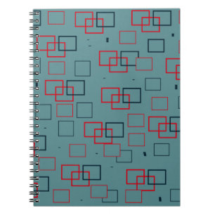 Rotes und Aquamarines Squares Delight Notizblock