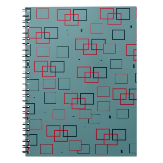 Rotes und Aquamarines Squares Delight Notizblock (Vorderseite)