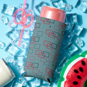 Rotes und Aquamarines Squares Delight Selters Dosenkühler