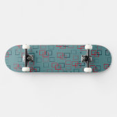 Rotes und Aquamarines Squares Delight Skateboard (Horizontal)