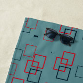 Rotes und Aquamarines Squares Delight Strandtuch (Beispiel)