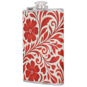 Rotes und Beige feines Blumenmuster Flachmann (Links)