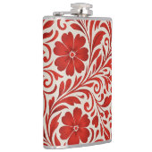 Rotes und Beige feines Blumenmuster Flachmann (Rechts)