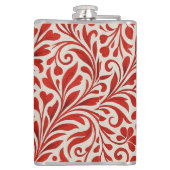 Rotes und Beige feines Blumenmuster Flachmann (Rückseite)