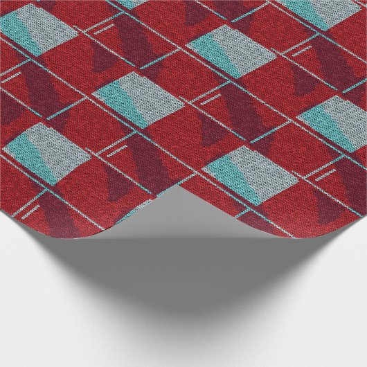 Rotes und Beige Strick-Strickpapier Geschenkpapier (Ecke)