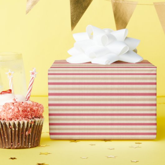 Rotes und beigefarbenes Streifenpapier Geschenkpapier (Geburtstagsparty)