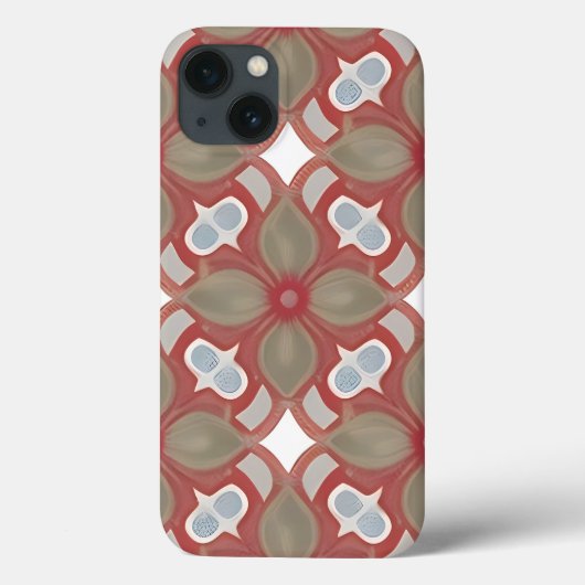Rotes und Beiges Blumenmuster Case-Mate iPhone Hülle (Rückseite)