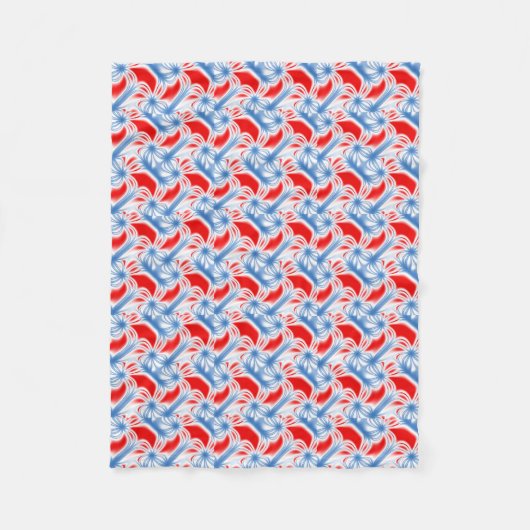 Rotes und blau gekrümmtes Fraktal Fleecedecke (Vorderseite)