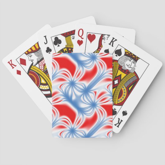 Rotes und blau gekrümmtes Fraktal Spielkarten (Rückseite)