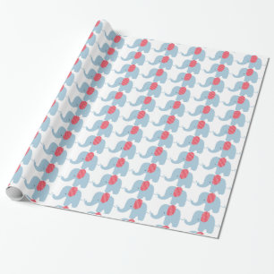 Rotes und blaues Baby-Elefant-Packpapier Geschenkpapier