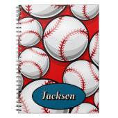 Rotes und blaues Baseballmuster Notizblock (Vorderseite)