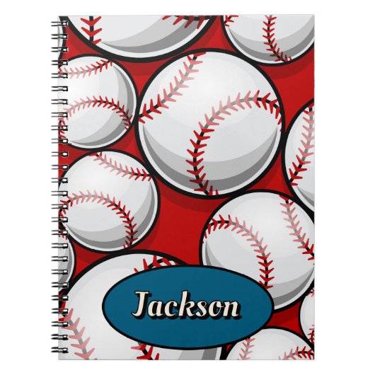 Rotes und blaues Baseballmuster Notizblock (Vorderseite)