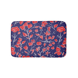 Rotes und blaues Blumenmuster Badematte