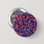 Rotes und blaues Blumenmuster Button (Vorne & Hinten)