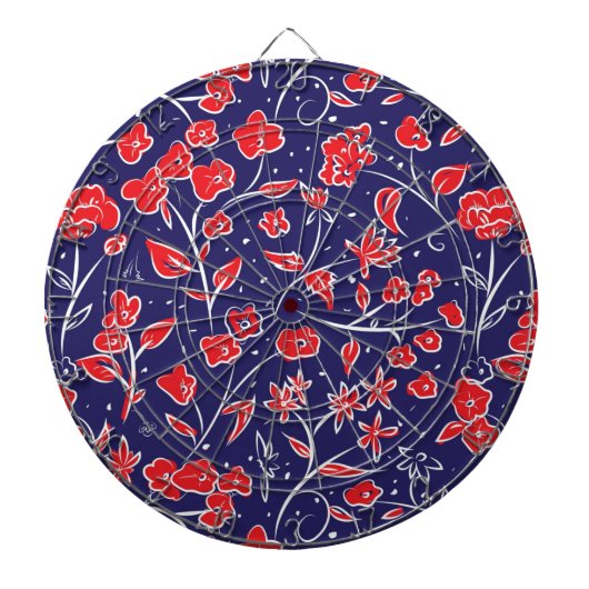 Rotes und blaues Blumenmuster Dartscheibe (vorne)