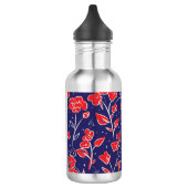 Rotes und blaues Blumenmuster Edelstahlflasche (Links)