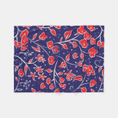 Rotes und blaues Blumenmuster Fleecedecke (Vorderseite (Horizontal))