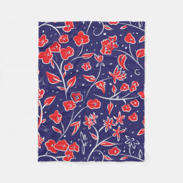 Rotes und blaues Blumenmuster Fleecedecke