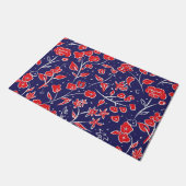 Rotes und blaues Blumenmuster Fußmatte (Schrägansicht)