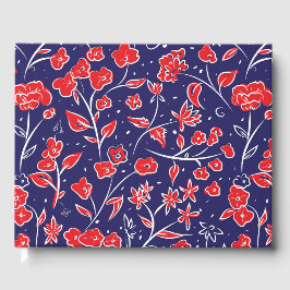 Rotes und blaues Blumenmuster Gästebuch
