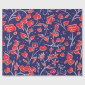 Rotes und blaues Blumenmuster Geschenkpapier (Flach)