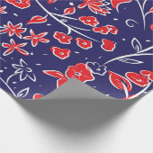 Rotes und blaues Blumenmuster Geschenkpapier (Ecke)