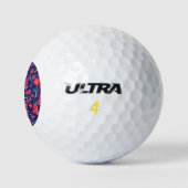 Rotes und blaues Blumenmuster Golfball (Logo)