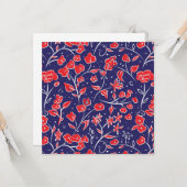 Rotes und blaues Blumenmuster Karte (Vorderseite/Rückseite Beispiel)