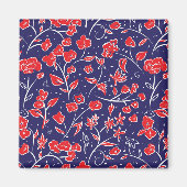 Rotes und blaues Blumenmuster Magnet (Vorne)