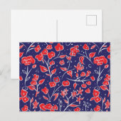 Rotes und blaues Blumenmuster Postkarte (Vorne/Hinten)