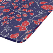 Rotes und blaues Blumenmuster Schneidebrett (Ecke)