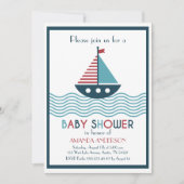 Rotes und blaues Boot BABY SHOWER Einladung (Vorderseite)