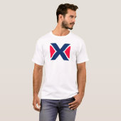 Rotes und blaues Buchstaben-X-Monogramm T-Shirt (Vorne ganz)