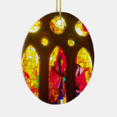 Rotes und blaues Buntglas Keramikornament (Rechts)