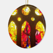 Rotes und blaues Buntglas Keramikornament (Links)