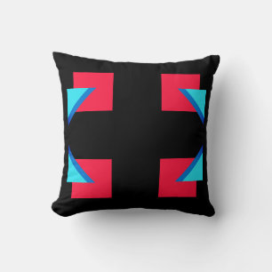 Rotes und blaues Dreieck, schwarzes Kissen