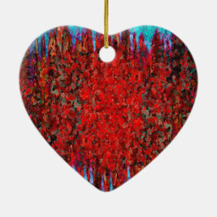 Rotes und blaues Feuer und Eis Keramik Ornament