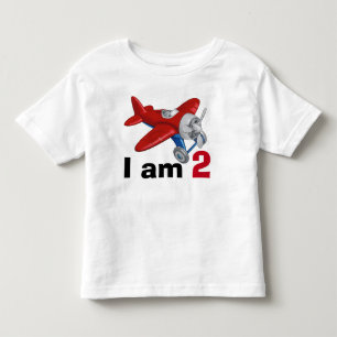 Rotes und blaues Flugzeug Geburtstag Alter 2 Kleinkind T-shirt