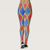 Rotes und blaues geometrisches Rautenmuster Leggings (Rückseite)