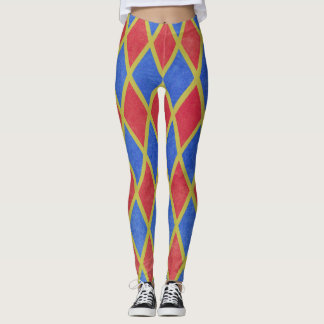 Rotes und blaues geometrisches Rautenmuster Leggings