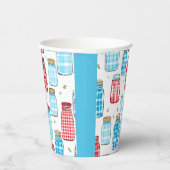 Rotes und blaues Gingham-Mason-Glas-Muster  Pappbecher (Rechts)